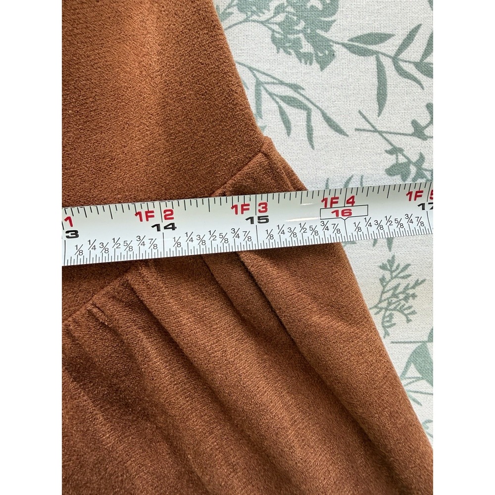 Moon River Women's M Brown Faux Suede Tiered Maxi Dress 70s Western - Picture 10 of 11